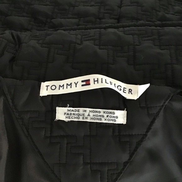 Vintage Tommy Hilfiger Quilted Vest Jacket MEDIUM Black Nylon Sleeveless TH Logo - Picture 4 of 16